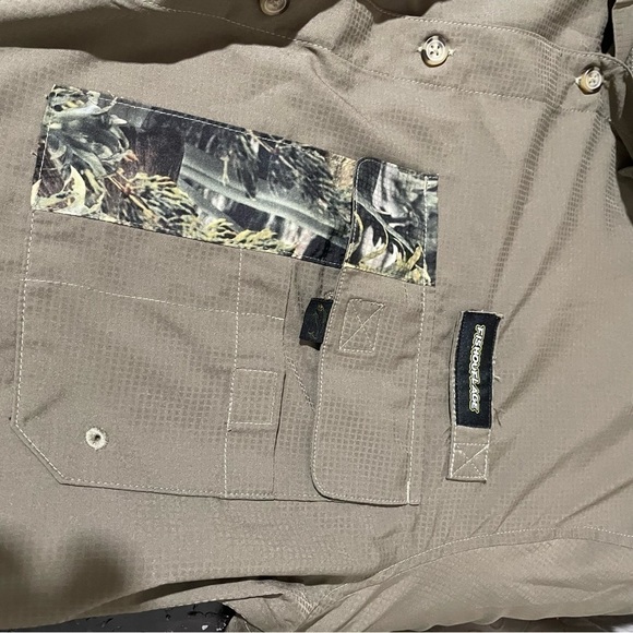 Men's Fishouflage Camo Vented Anglers Long Sleeve Shirt Bass Moss Size Large - Picture 13 of 13